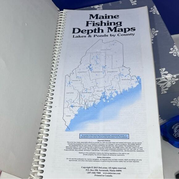 2015 Maine Fishing Depth Maps By County Spiral Bound Book - Picture 5 of 7